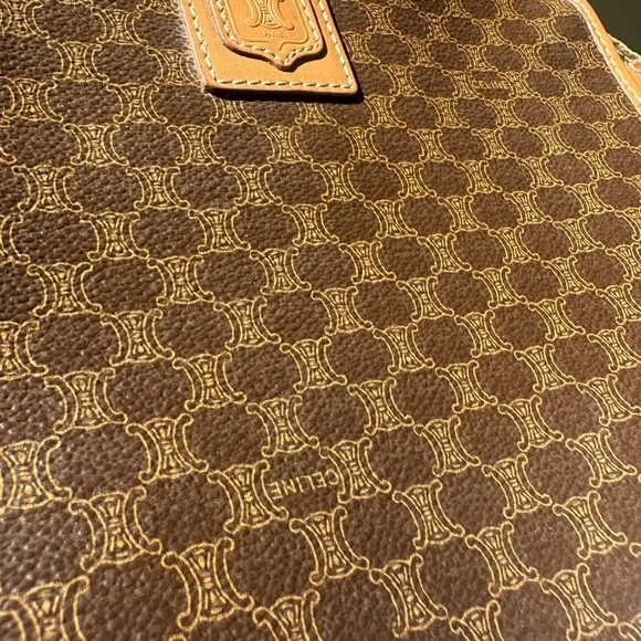 CÉLINE Vintage Macadam Monogram Brown Medium Canvas Pouch Clutch Bag w/COA - Picture 6 of 15